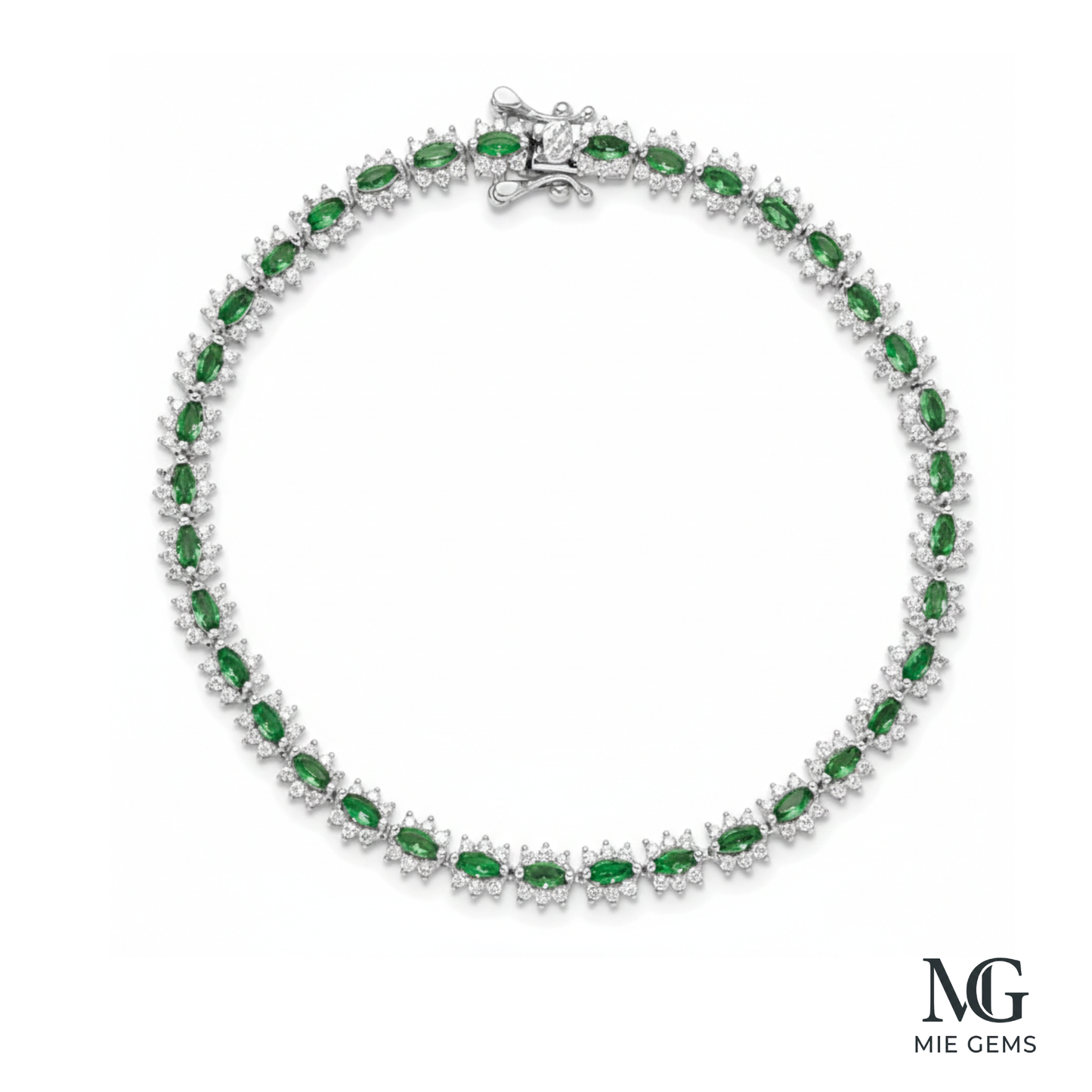A Marquise Emerald & Diamond Link