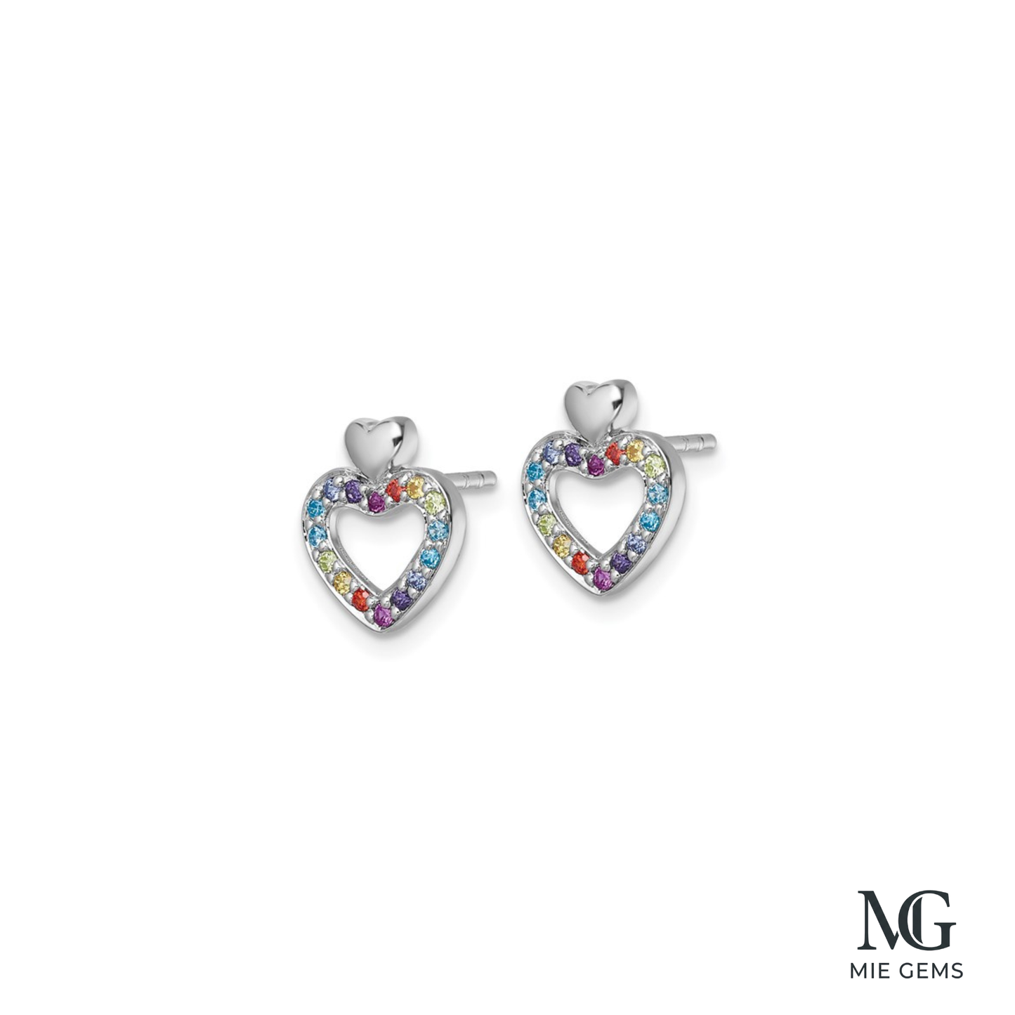 Coeur Arc-en-Ciel Studs