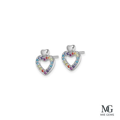 Coeur Arc-en-Ciel Studs