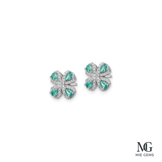 Emeraude Fleur Studs