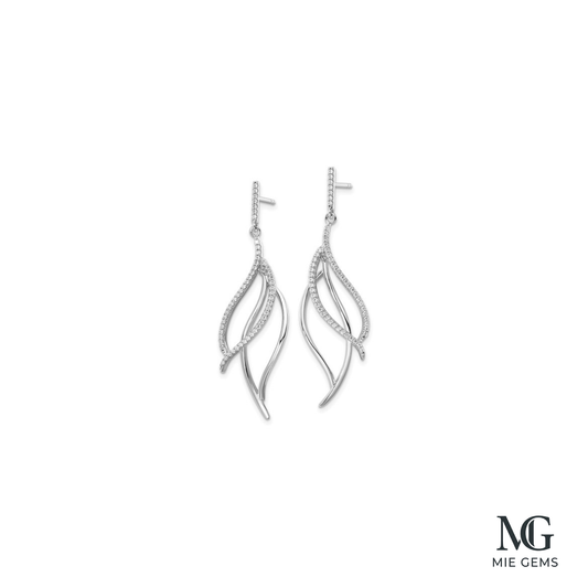 Silver Ribbon Swirl Drop Earrings