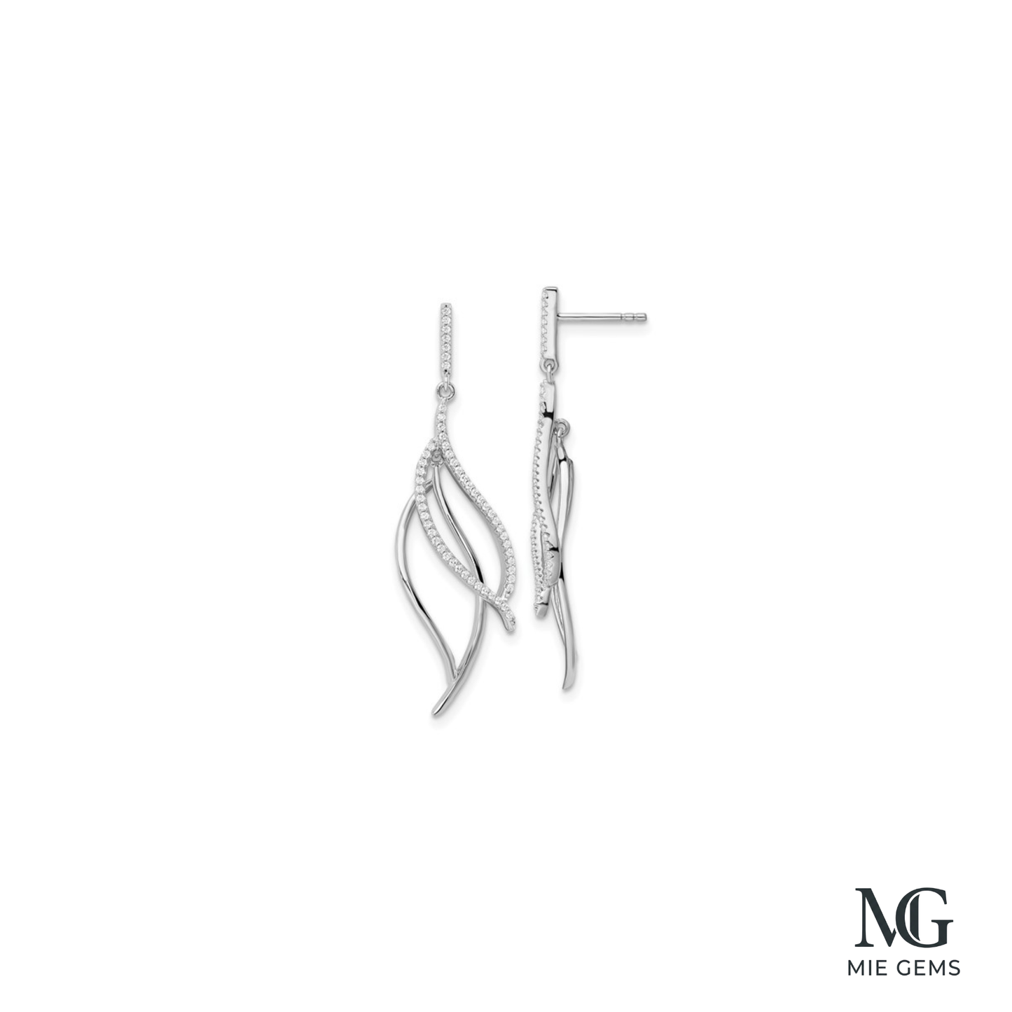 Silver Ribbon Swirl Drop Earrings