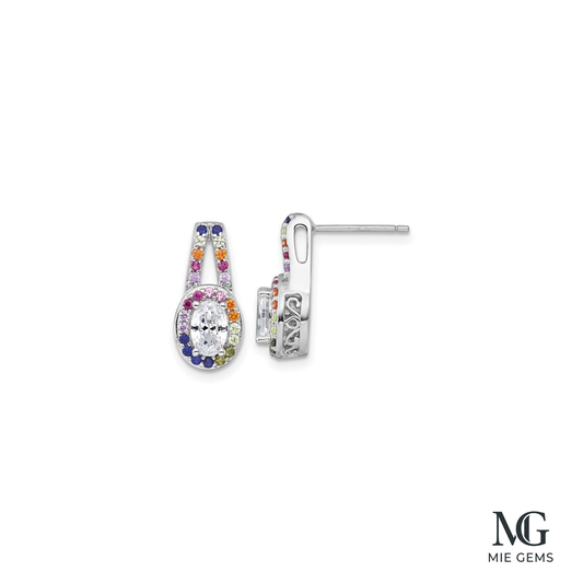Rainbow Halo Drop Earrings